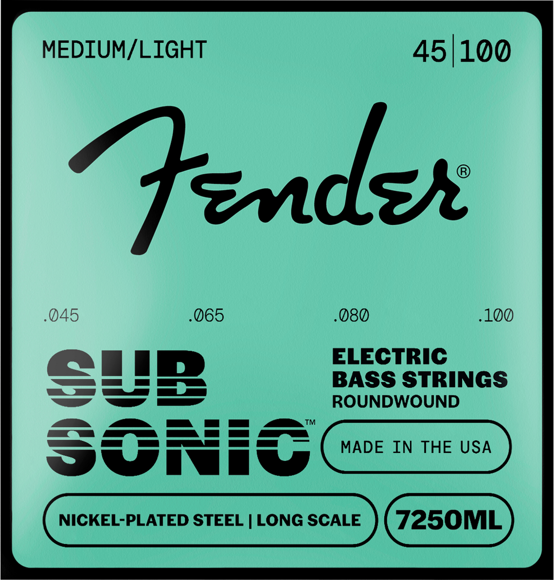Fender SubSonic 7250ML Bass String Set, Nickel-Plated Steel, Long Scale, Gauges .045-.100