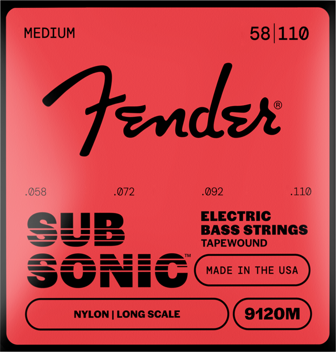 Fender SubSonic 9120M Bass String Set, Nylon Tapewound, Longe Scale, Gauges .058-.110