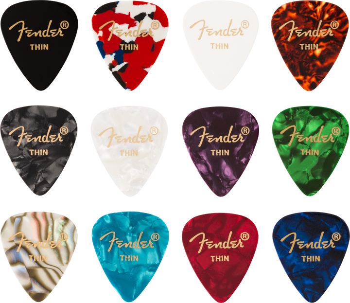 Fender 351 Shape Picks, Celluloid Medley, 12 pack