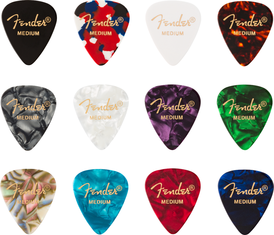Fender 351 Shape Picks, Celluloid Medley, 12 pack