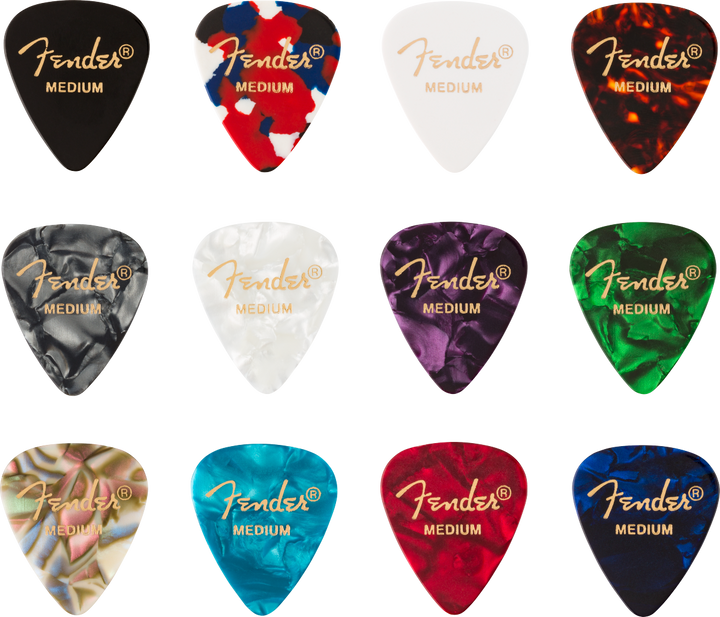 Fender 351 Shape Picks, Celluloid Medley, 12 pack