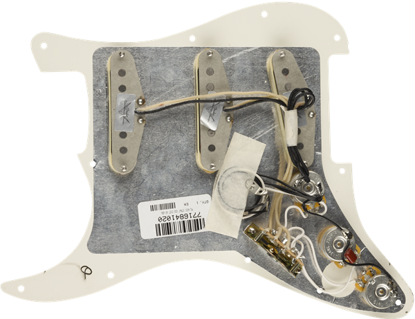 Fender Pre-Wired Strat Pickguard, Custom Shop Custom '69 SSS, Parchment 11 Hole