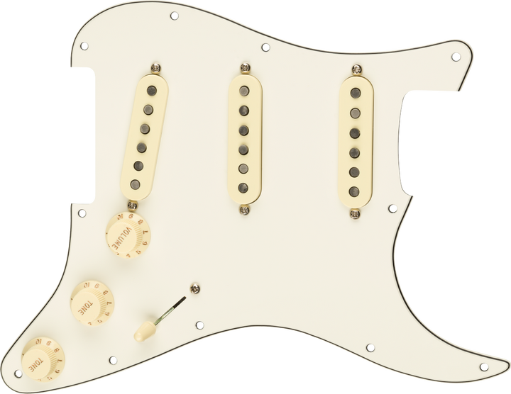 Fender Pre-Wired Strat Pickguard, Custom Shop Custom '69 SSS, Parchment 11 Hole