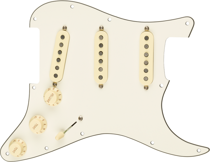 Fender Pre-Wired Strat Pickguard, Custom Shop Texas Special SSS, Parchment, 11 Hole