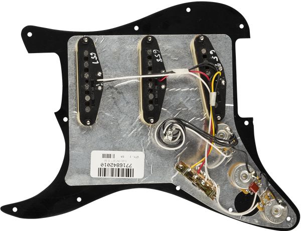 Fender  Pre-Wired Strat Pickguard, Tex-Mex SSS, Black, 11 Hole