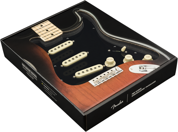 Fender  Pre-Wired Strat Pickguard, Tex-Mex SSS, Black, 11 Hole