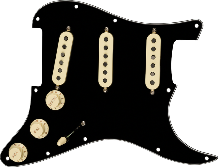 Fender  Pre-Wired Strat Pickguard, Tex-Mex SSS, Black, 11 Hole