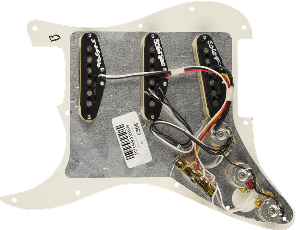 Fender  Pre-Wired Strat Pickguard, Tex-Mex SSS, Parchment 11 Hole