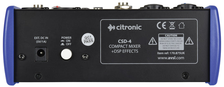 Citronic CSD Compact Mixer with BT wireless and DSP Effects, 2 mono + 1 stereo