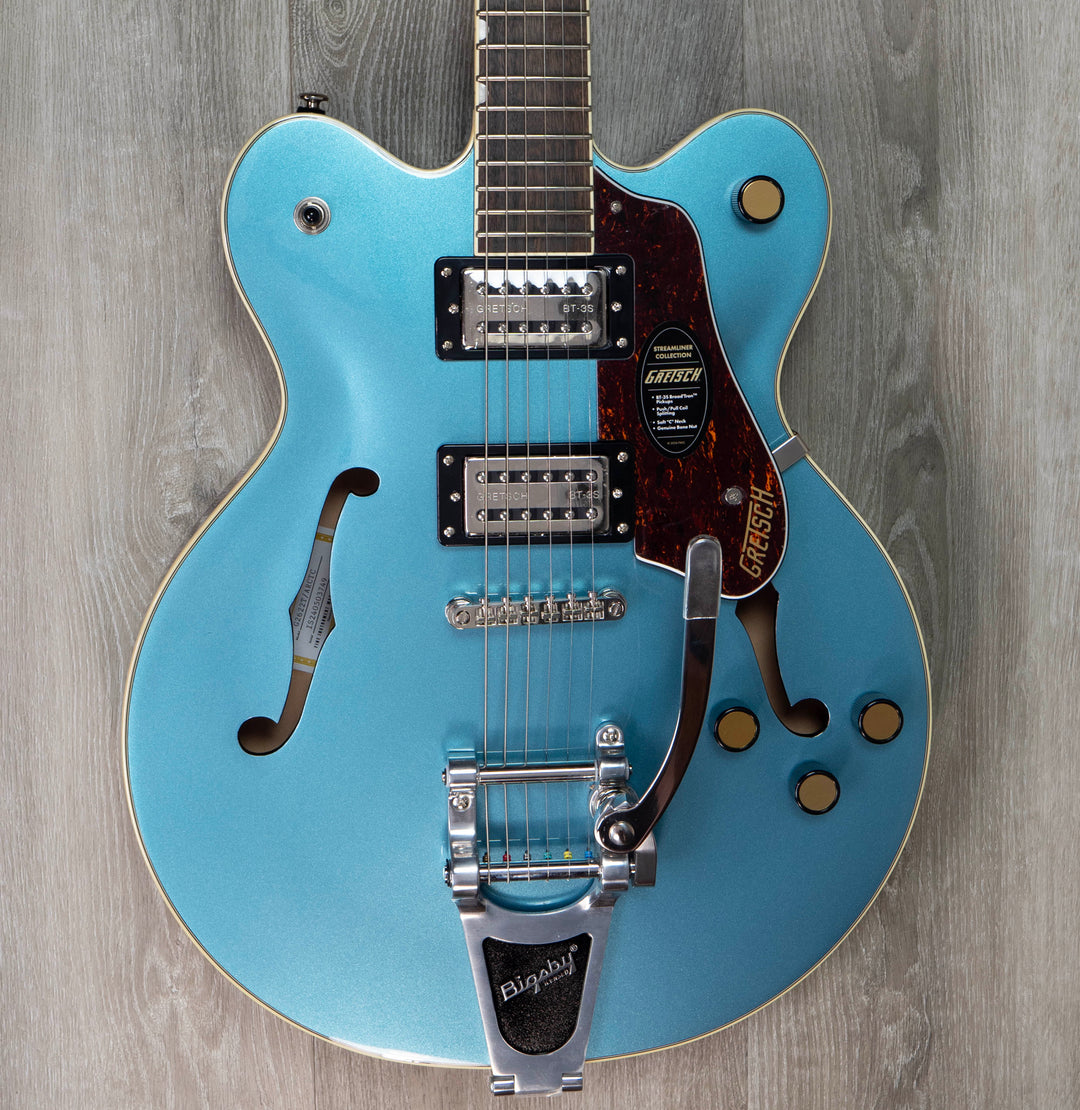 Guitare Gretsch G2622T Streamliner Center Block Double-Cut avec Bigsby, touche en laurier, micros Broad'Tron BT-3S, bleu arctique