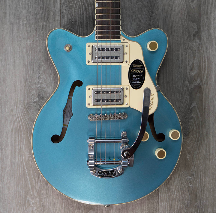 Guitare Gretsch G2655T Streamliner Center Block Jr. Double-Cut avec Bigsby, touche Laurel, bleu arctique