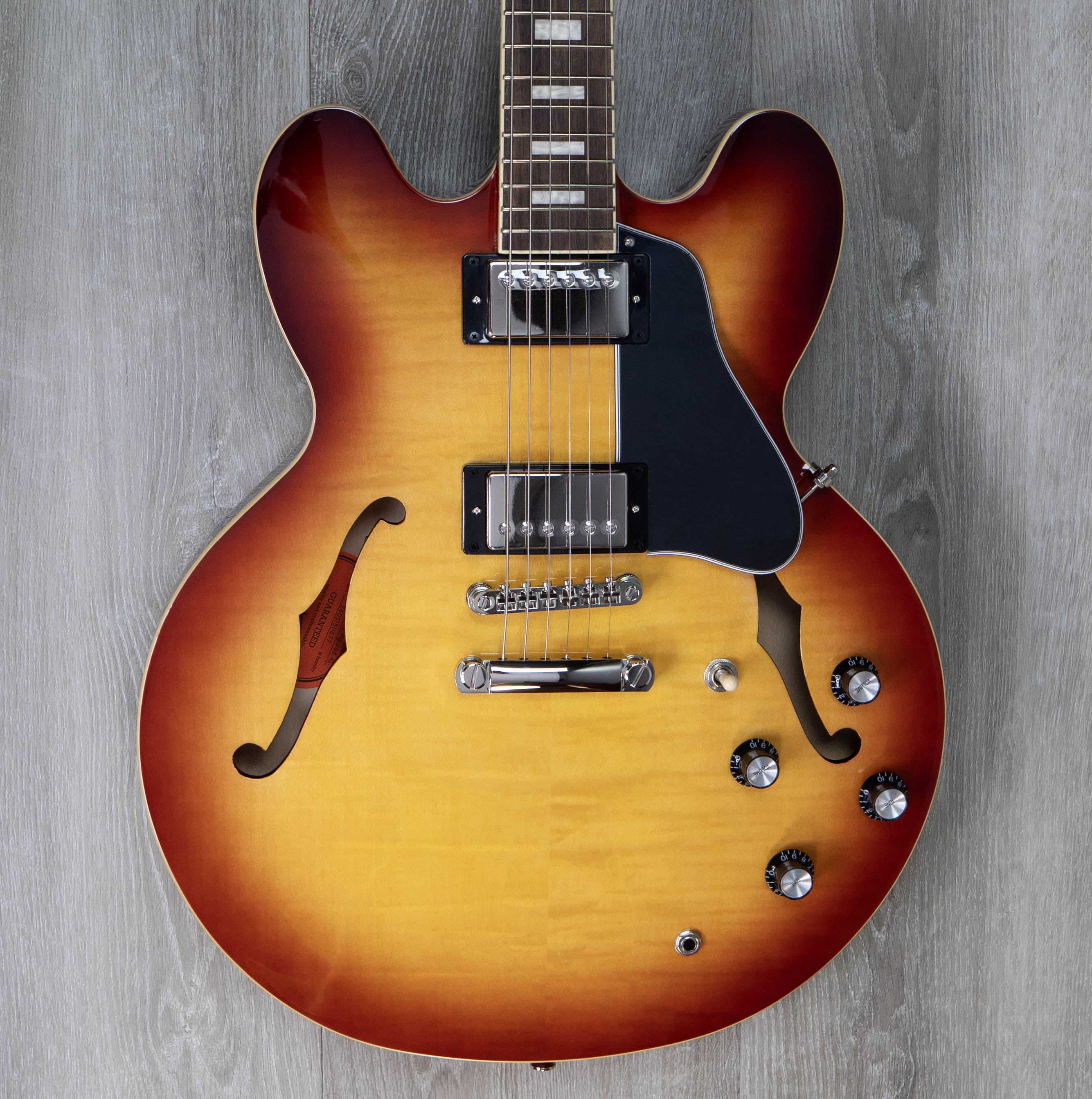 Epiphone ES-335 Figured, Raspberry Tea Burst – A Strings