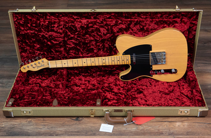 Fender American Vintage II 1951 Telecaster para zurdos, diapasón de arce, tono rubio caramelo