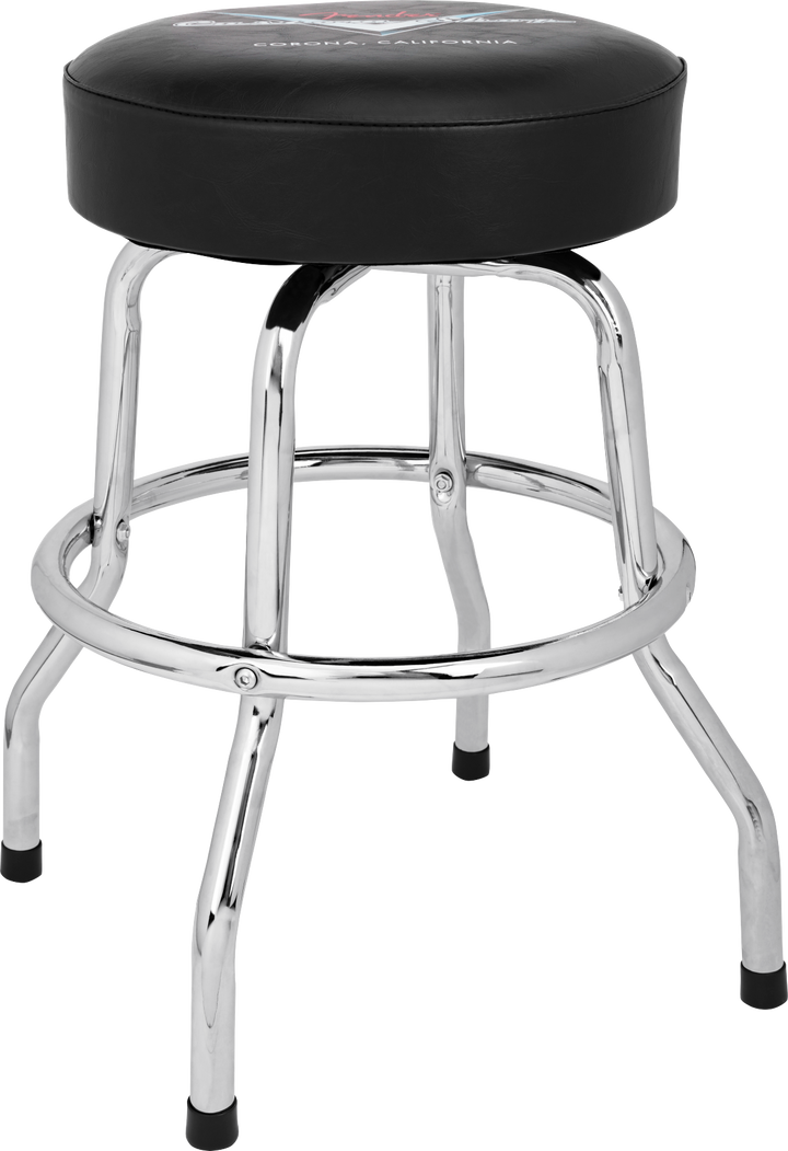 Fender Custom Shop Chevron Logo Barstool, Black/Chrome, 24"