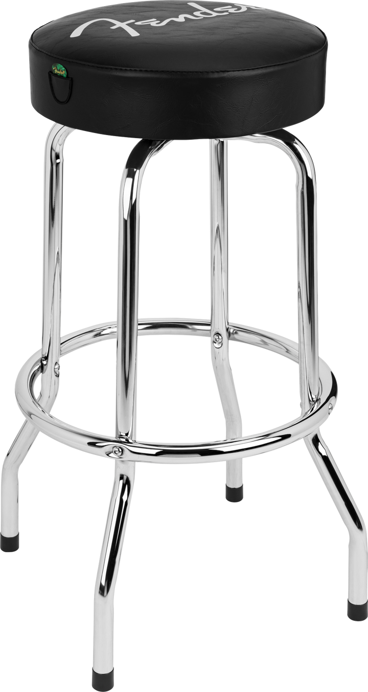 Fender Spaghetti Logo Pick Pouch Barstool, Black/Chrome, 30"