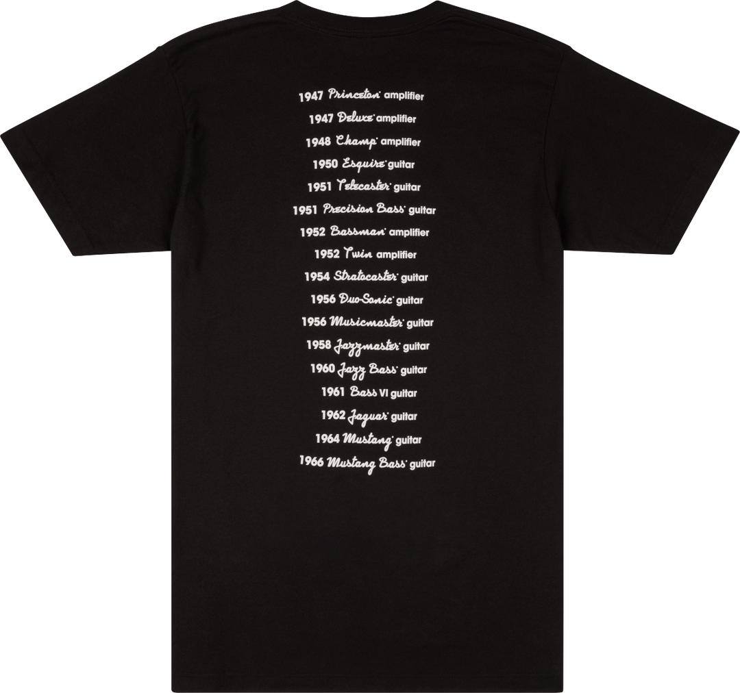 Fender Logo Date Back T-Shirt, Black