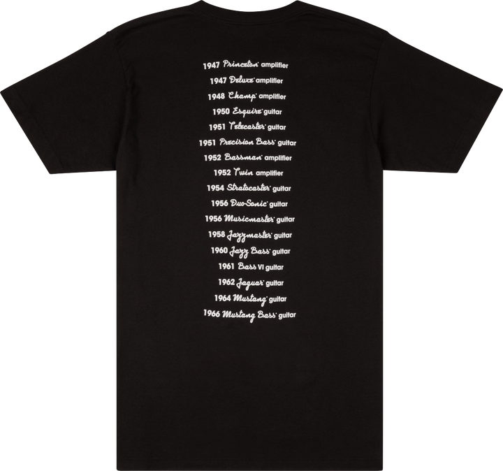 Fender Logo Date Back T-Shirt, Black