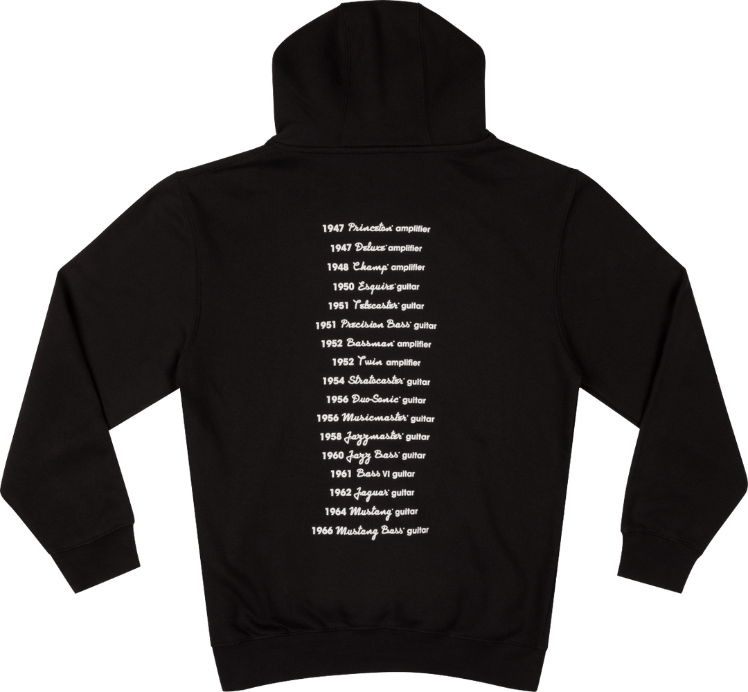 Fender Logo Date Back Hoodie, Black
