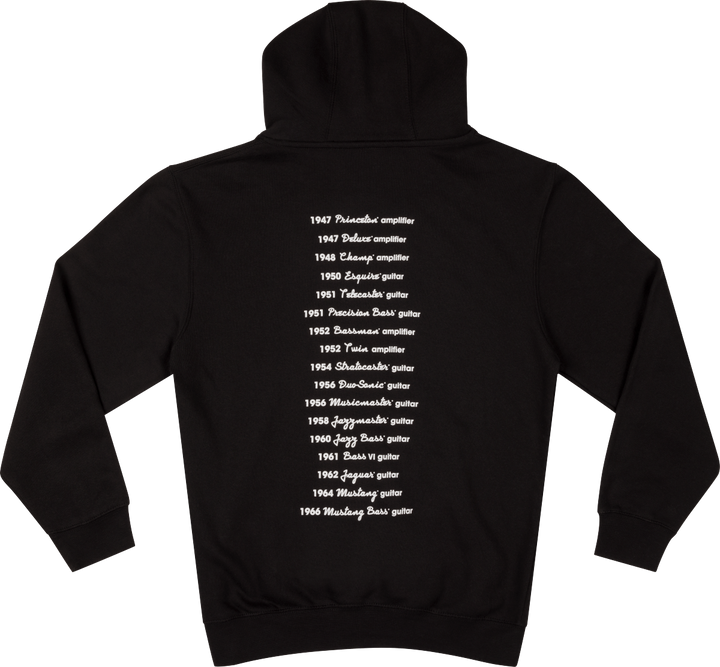 Fender Logo Date Back Hoodie, Black
