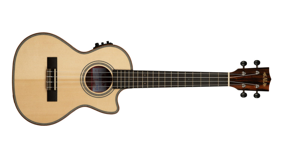Kala Solid Spruce Top Striped Ebony Tenor Ukulele w/Cutaway and EQ