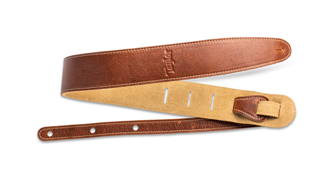 Taylor Medium Brown Leather Guitar Strap Suede Back 2.5 Inch