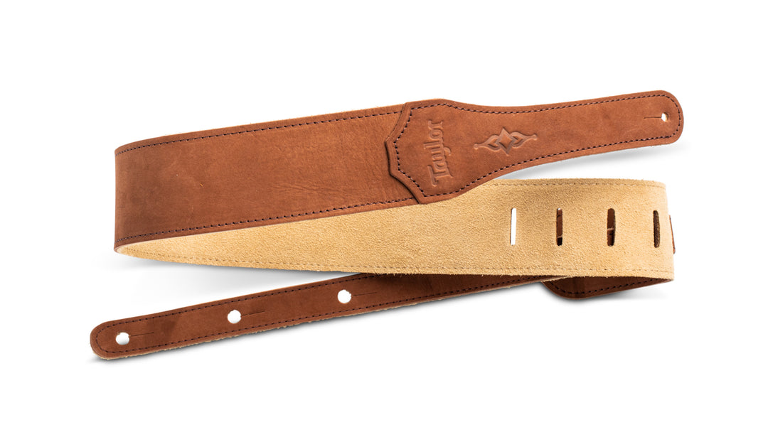 Taylor Gemstone Sanded Suede Guitar Strap Medium Brown 2.5 Inch