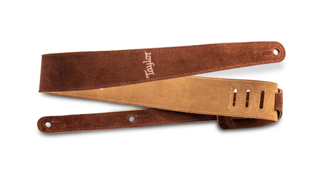 Taylor Embroidered Suede Guitar Strap Chocolate 2.5 Inch