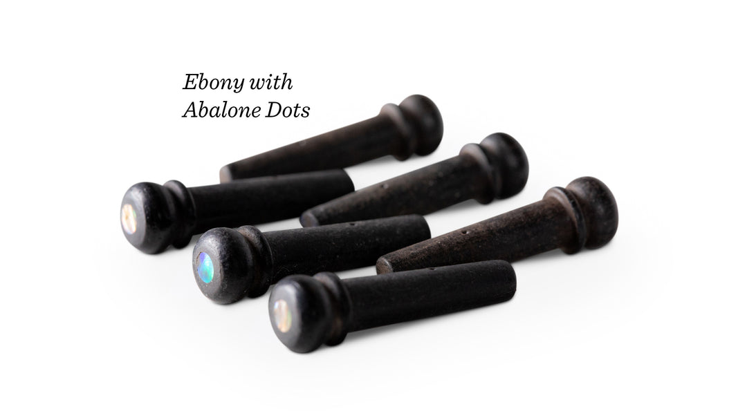 Taylor Bridge Pins Ebony with Abalone Dot Set of 6