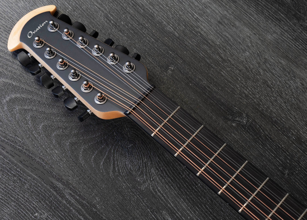 Ovation 2058TX-5-G 12-String, Deep Contour, Black Textured