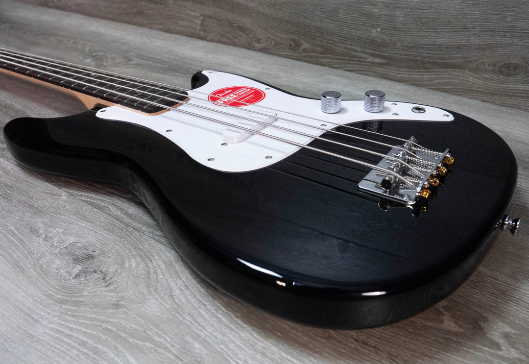 Basse Squier Sonic Bronco, touche en laurier, pickguard blanc, noir