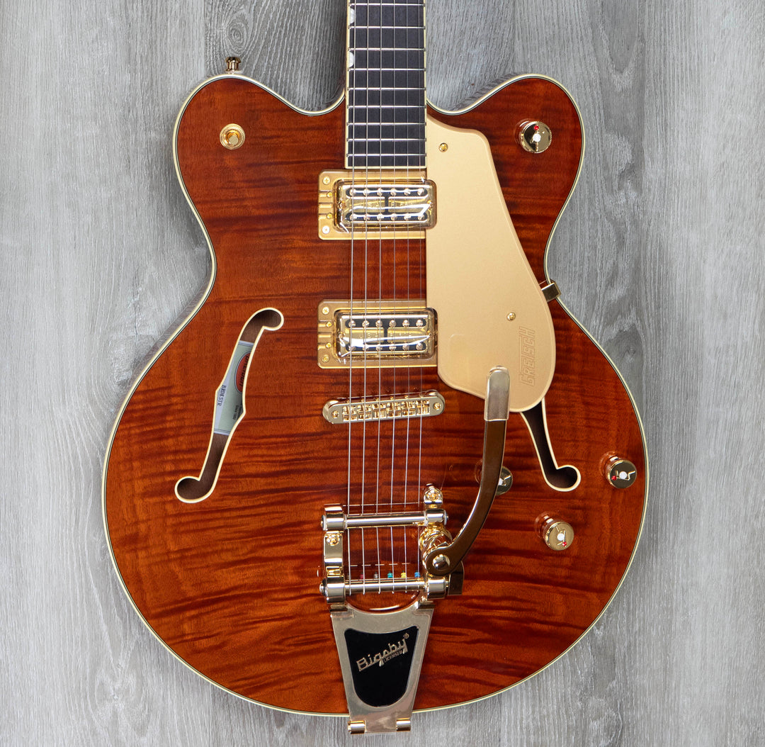 Gretsch Electromatic LTD Flame Okoume Broadkaster Double-Cut with Bigsby, Rosewood Fingerboard, Roundup Orange