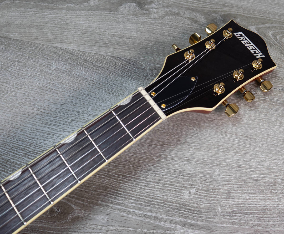 Gretsch Electromatic LTD Flame Okoume Broadkaster Double-Cut with Bigsby, Rosewood Fingerboard, Roundup Orange
