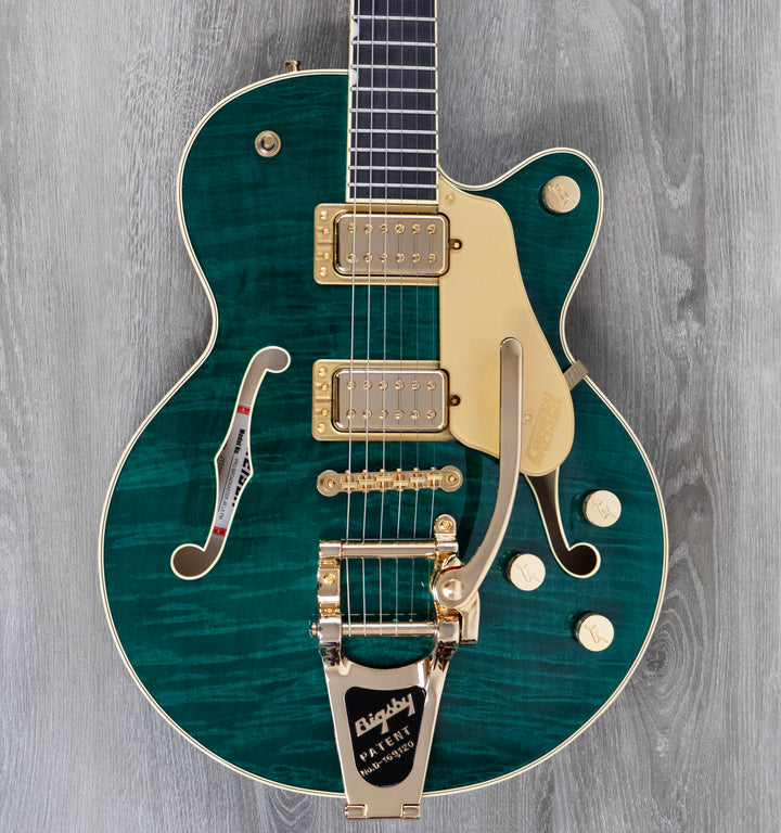 Gretsch Professional Broadkaster Jr. LX Figured Center Block with String-Thru Bigsby and Gold Hardware, Ebony Fingerboard, Tropic Aura