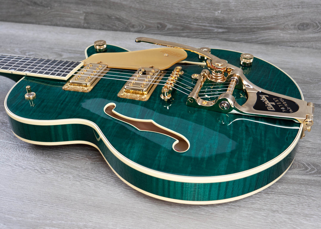 Gretsch Professional Broadkaster Jr. LX Figured Center Block with String-Thru Bigsby and Gold Hardware, Ebony Fingerboard, Tropic Aura
