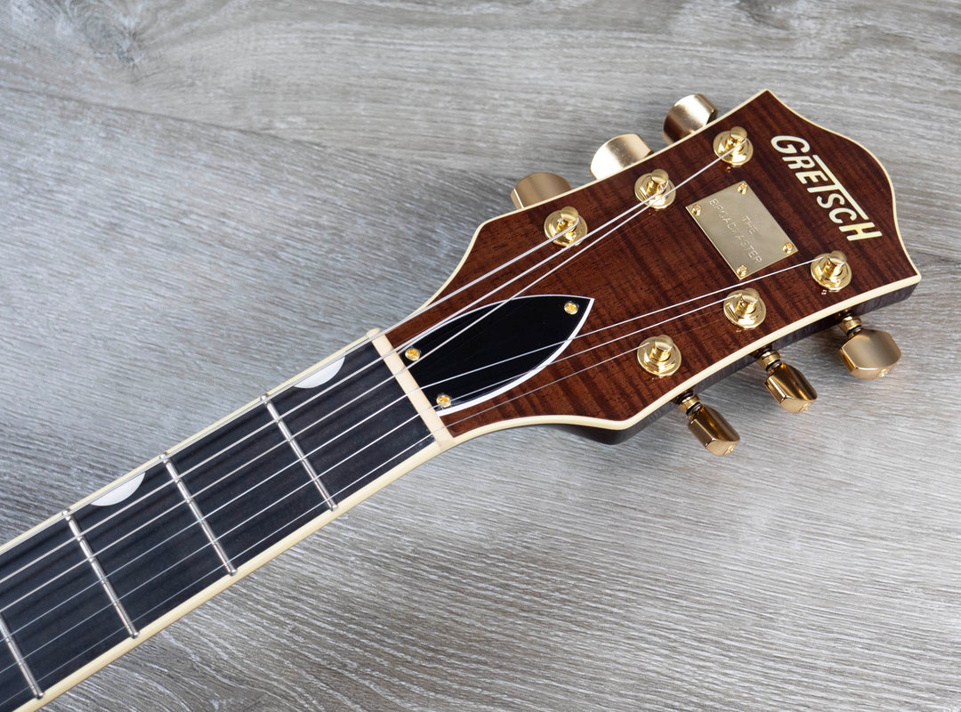 Gretsch Professional Broadkaster LX Figured Center Block with String-Thru Bigsby and Gold Hardware, Ebony Fingerboard, Havana Burst