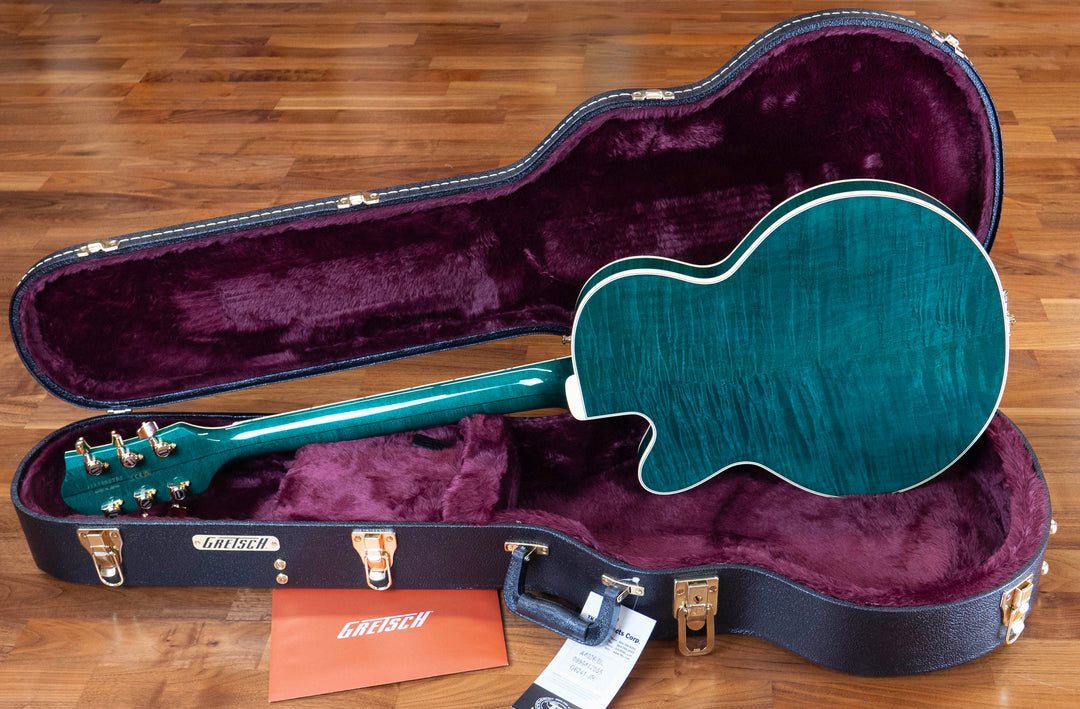 Gretsch Professional Broadkaster Jr. LX Figured Center Block with String-Thru Bigsby and Gold Hardware, Ebony Fingerboard, Tropic Aura