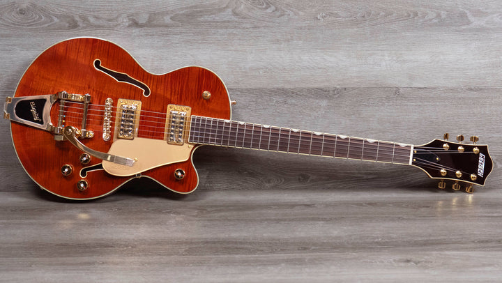 Gretsch Electromatic LTD Flame Okoume Broadkaster Jr. Single-Cut with Bigsby, Rosewood Fingerboard, Roundup Orange
