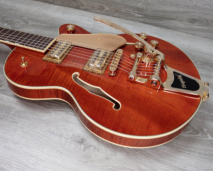 Gretsch Electromatic LTD Flame Okoume Broadkaster Jr. Single-Cut with Bigsby, Rosewood Fingerboard, Roundup Orange