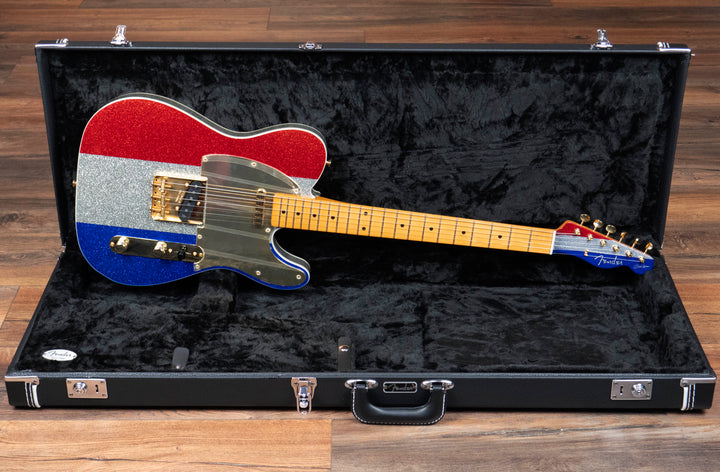 Fender Buck Owens Telecaster, Maple Fingerboard, Red, Silver and Blue Sparkle