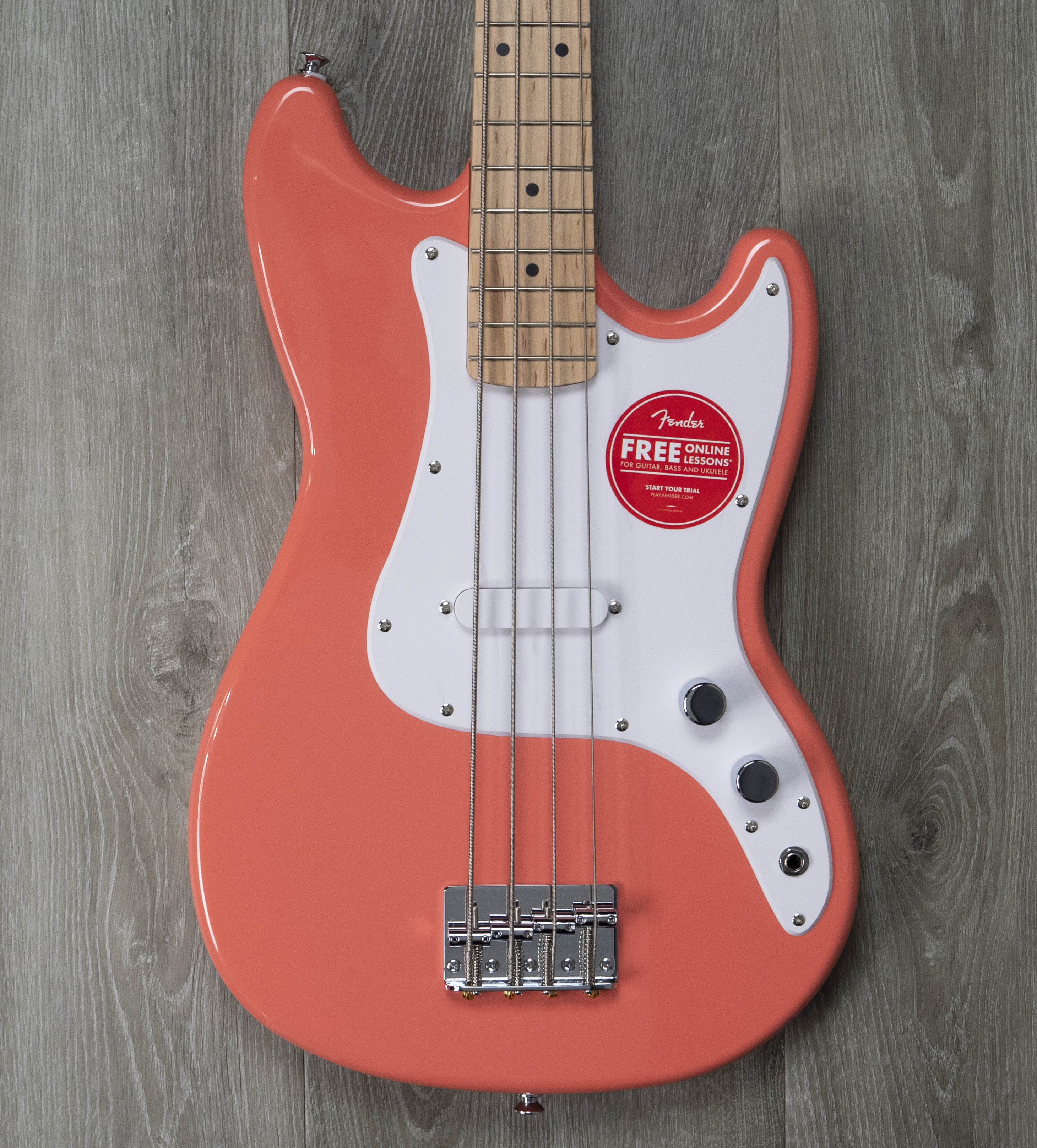 Squier Sonic Bronco Bass, Maple Fingerboard, White Pickguard
