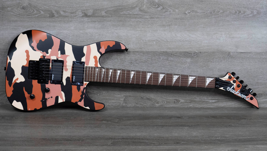 Jackson X Series Soloist, camouflage SLX DX, touche en laurier, camouflage Butterscotch 