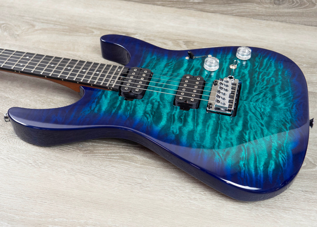 Charvel Pro-Mod Plus DK24 HH 2PT EB QM, Ebony Fingerboard - Chlorine Burst