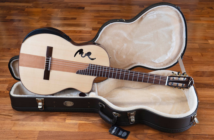 Manuel Rodriguez Café Cortado Aged Flamed Eucalyptus, Electro-Acoustic Classical Cutaway