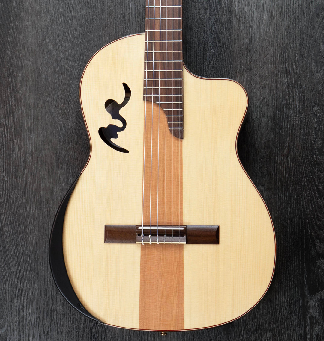Manuel Rodriguez Café Cortado Aged Flamed Eucalyptus, Electro-Acoustic Classical Cutaway