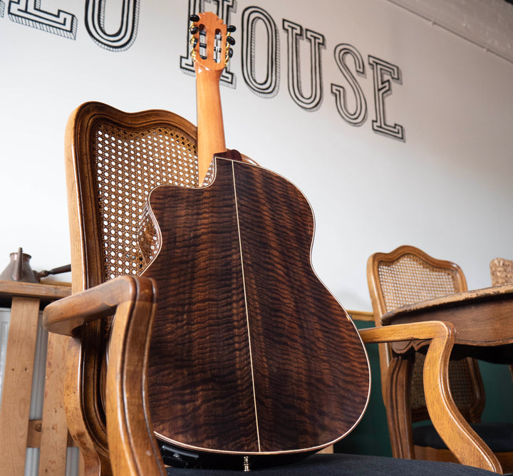 Manuel Rodriguez Café Cortado Aged Flamed Eucalyptus, Electro-Acoustic Classical Cutaway