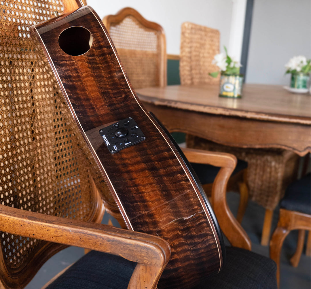 Manuel Rodriguez Café Cortado Aged Flamed Eucalyptus, Electro-Acoustic Classical Cutaway