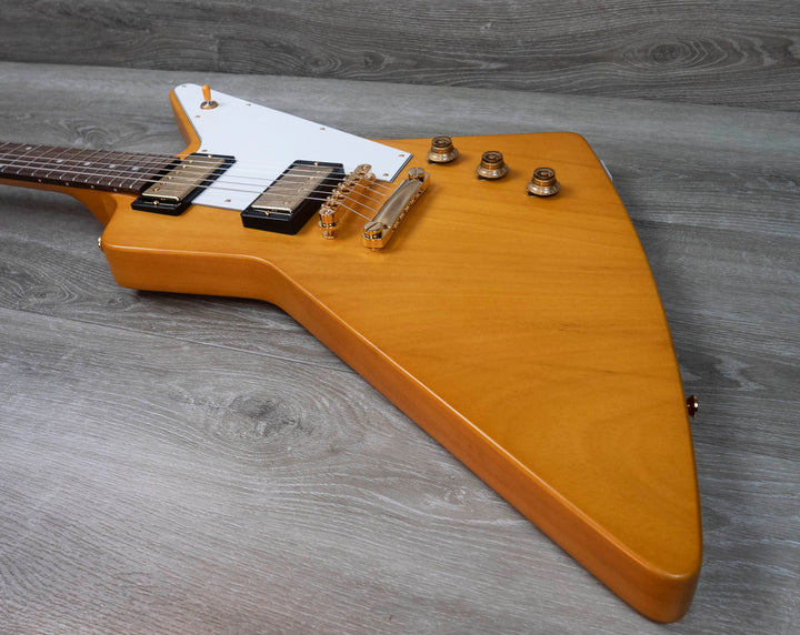 Epiphone Inspired by Gibson 1958 Korina Explorer (White Pickguard), Aged Natural
