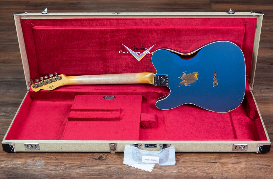 Fender Custom Shop 1960 Telecaster Custom Heavy Relic, bleu Lake Placid vieilli sur chocolat 3 couleurs Sunburst 