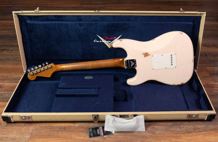 Fender Custom Shop 1963 Stratocaster® Journeyman Relic avec accastillage Closet Classic, touche en palissandre, blanc olympique vieilli