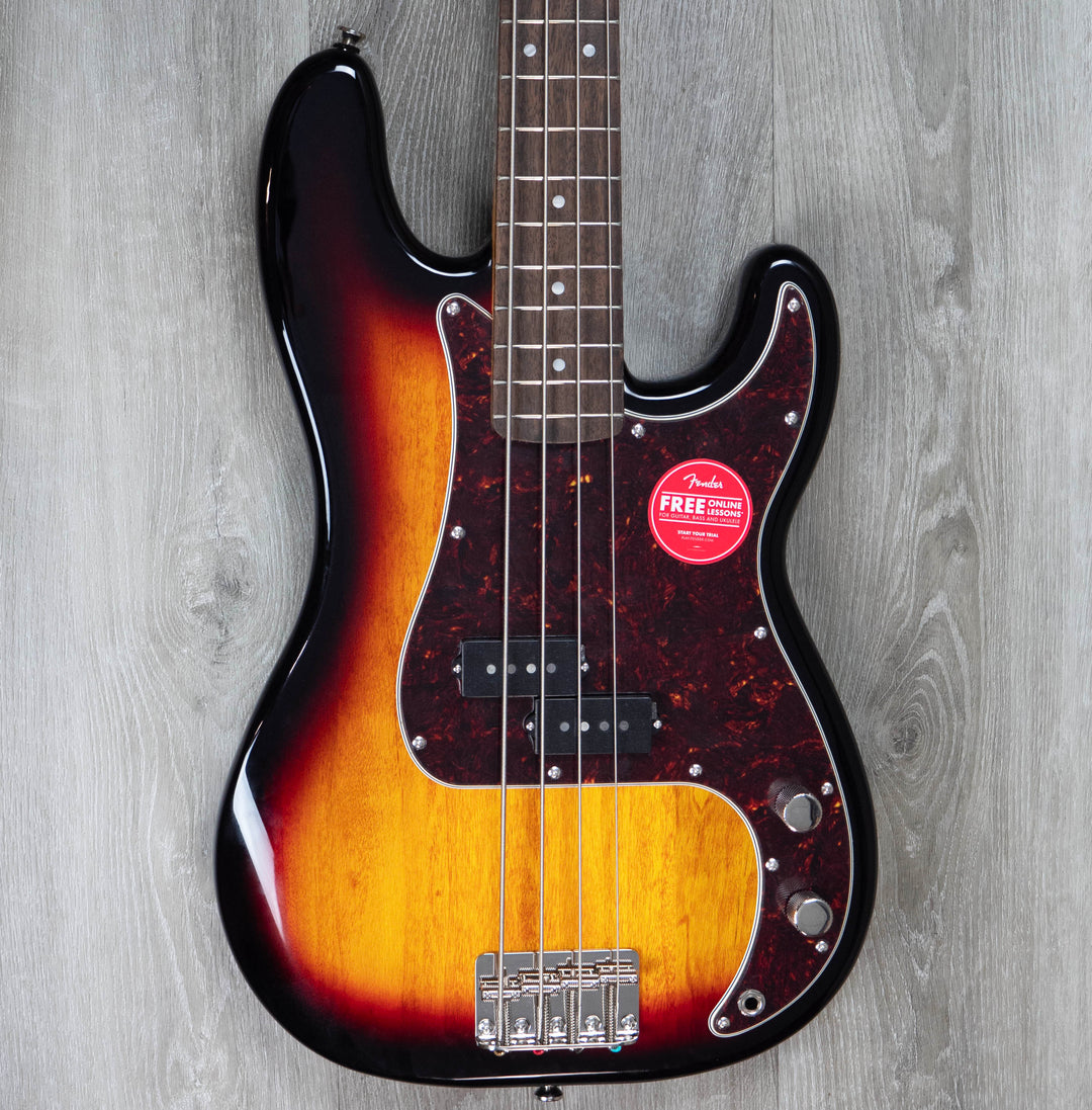 Basse de précision Squier Classic Vibe 60s, touche en laurier, Sunburst 3 couleurs